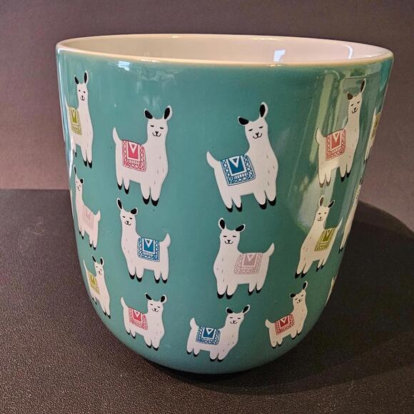Llama Mug Blue White Clay Art Cute Artsy Boho - Picture 3 of 10